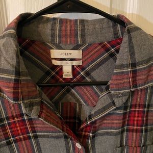 J.Crew Plaid Cotton Flannel Boy Fit Button Down Shirt Holiday 2012